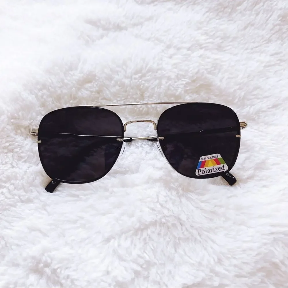 Lara Dark Gray & Silver Lenses Polarized Sunglasses